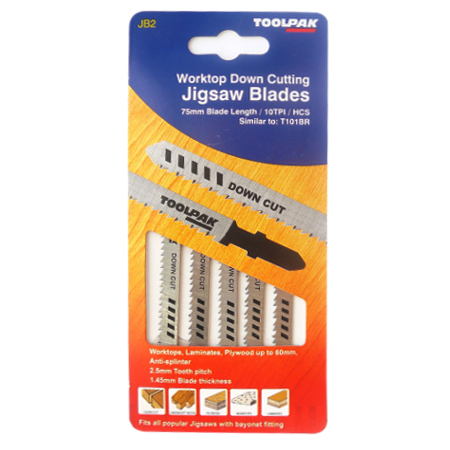 Jigsaw Blades 75mm 10tpi Down Cut Wood Pack of 5 Toolpak 